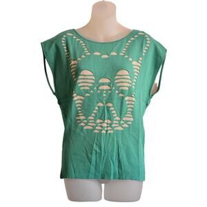 RVN S NWT Top Cutout Illusion Frenchy Frenchie Pullover Thick Knit Pastel Green